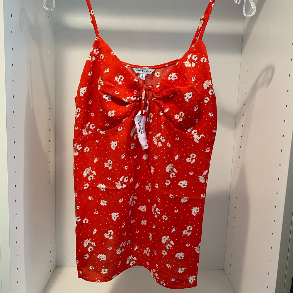 New w/ tags Naked Zebra spaghetti strap cami tank top  Orange White  Size Small